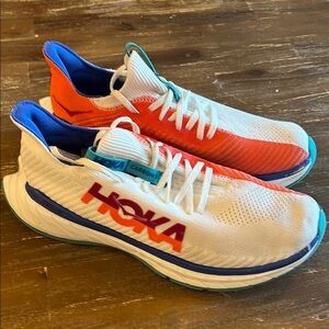 Hoka White and Orange Athletic Shoes